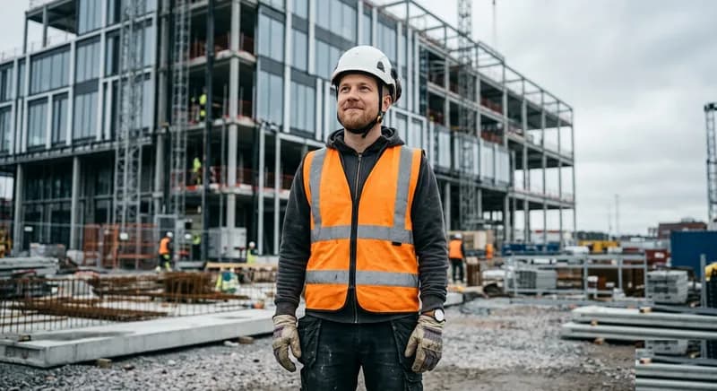 Byggarbetare på arbetsplats